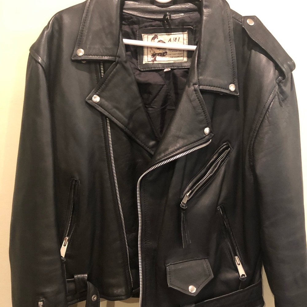 Black leather bikers jacket